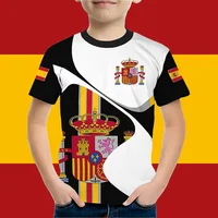 Vêtements pour garçons drapeau espagnol graphique T-Shirt Vintage décontracté à manches courtes enfants vêtements 2-14Y été en plein air espagnol enfant haut T-Shirt 3