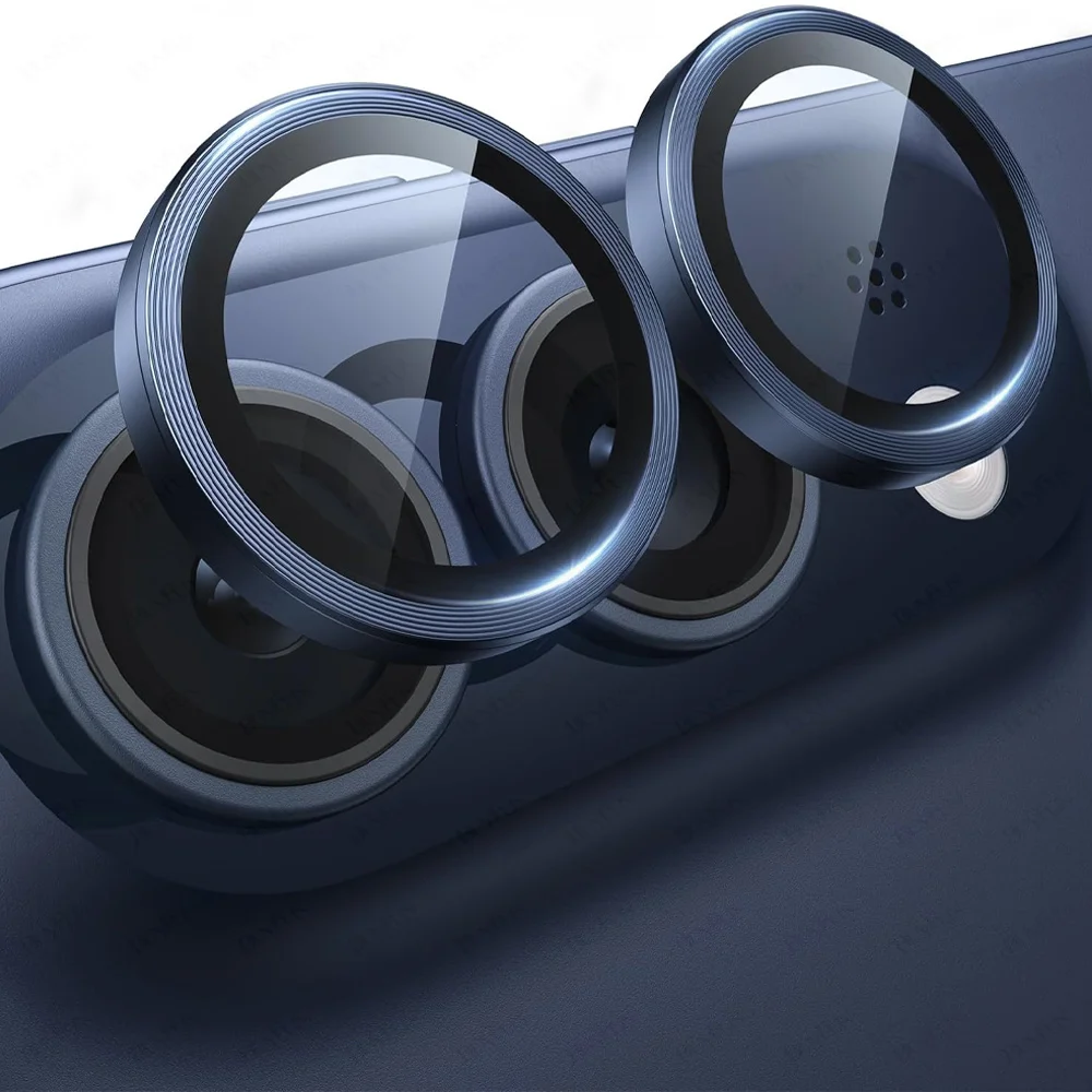 Sleek Aluminum Alloy Camera Glass Protector with Metal Ring Lens Cover
