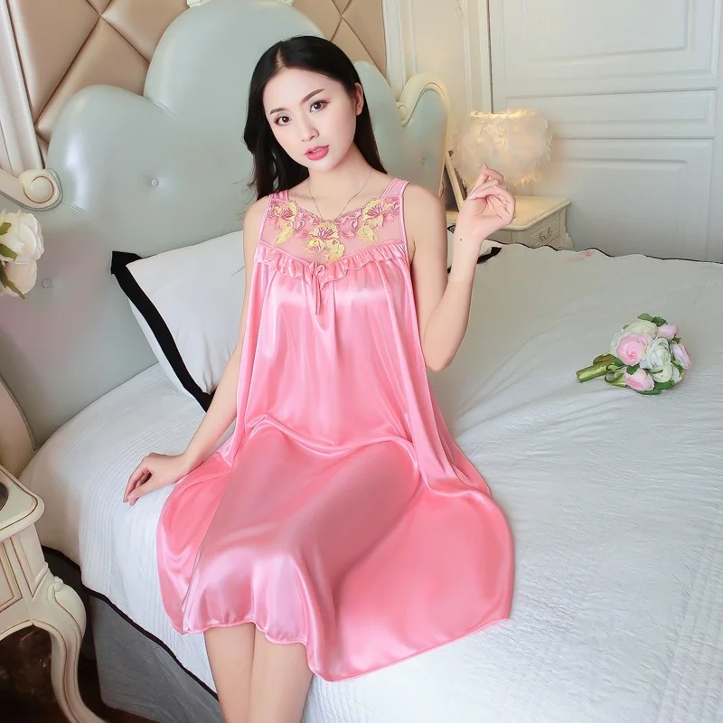 M-4XL Spliced Lace Crochet Satin Silk Robes Sleepwear Women Baby Doll Night Dress Winter Loose Sexy Casual Nightgown Loungewear