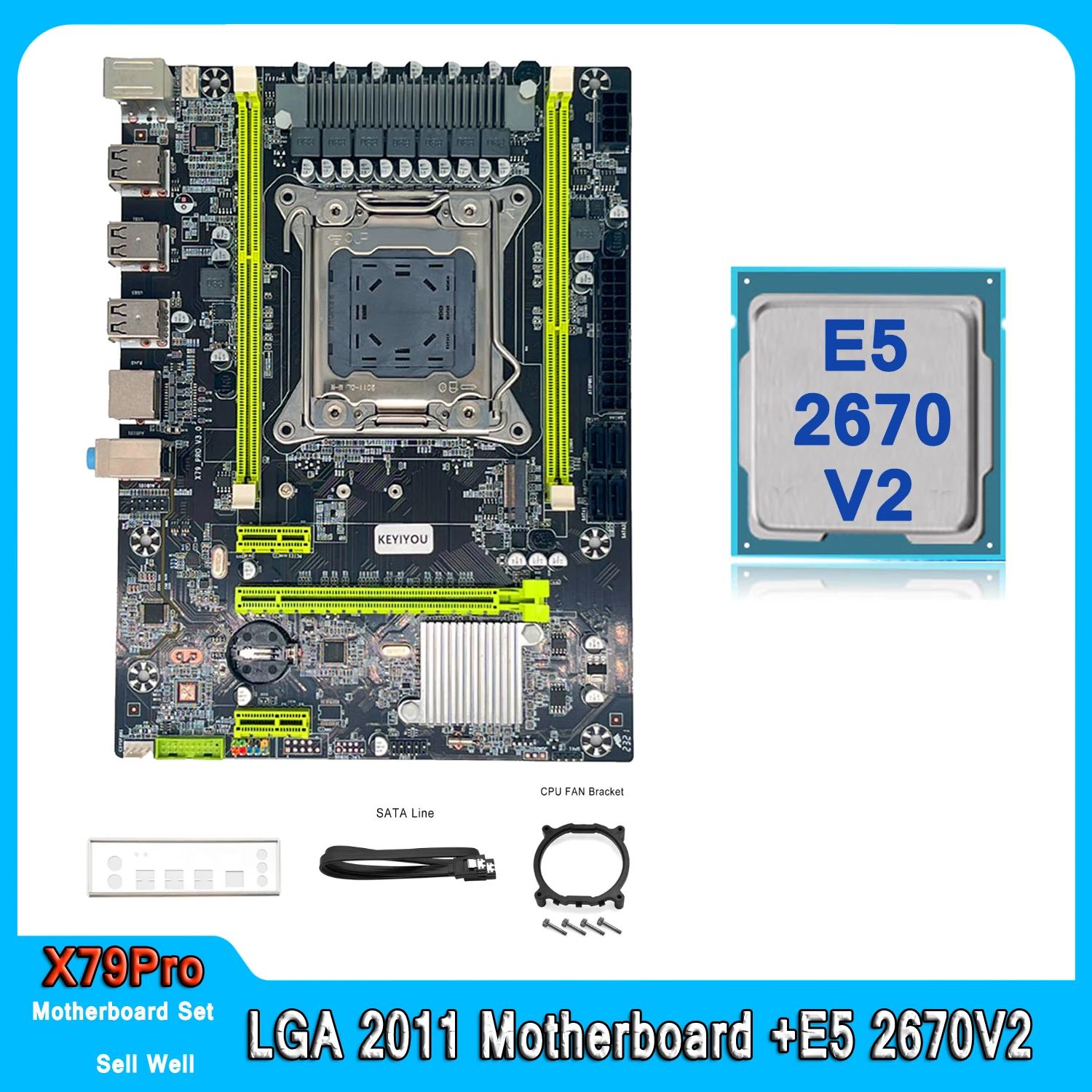 Комплект материнской платы X79 PRO LGA2011 E5 2670 V2, поддержка DDR3 REG ECC память ЦП, комбинированный комплект Xeon E5 2670V2 PCI-16 NVME M.2, Серверная строка