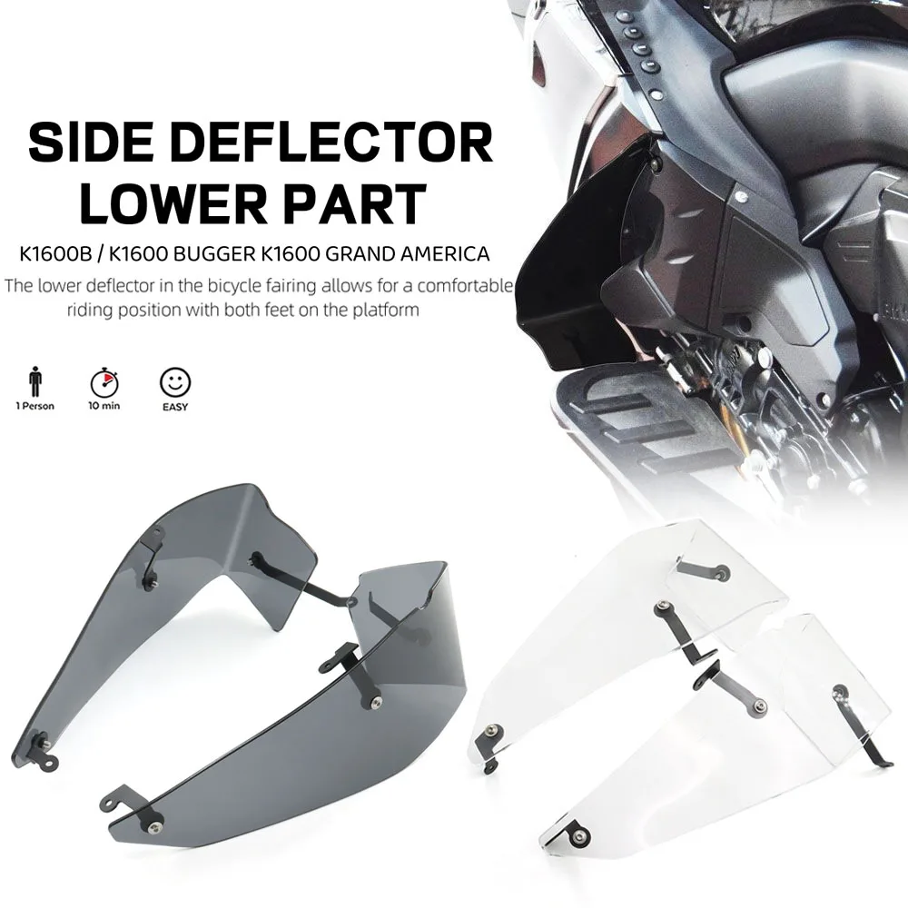 Per Bmw K 1600 Bagger K 1600 Grand America K 1600 B 2017-Pu Accessori Moto Deflettore Laterale Inferiore Grigio Fumo
