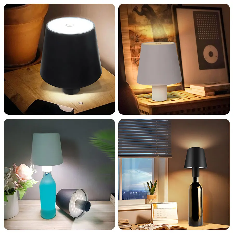 Table Lamp Rechargeable LED Wine Bottle Table Lamp Smooth Surface Desk Lamp for Bar Cafe Atmosphere Night Decoration 3 Color Adjustable table lamp led night lamp bottle lamp