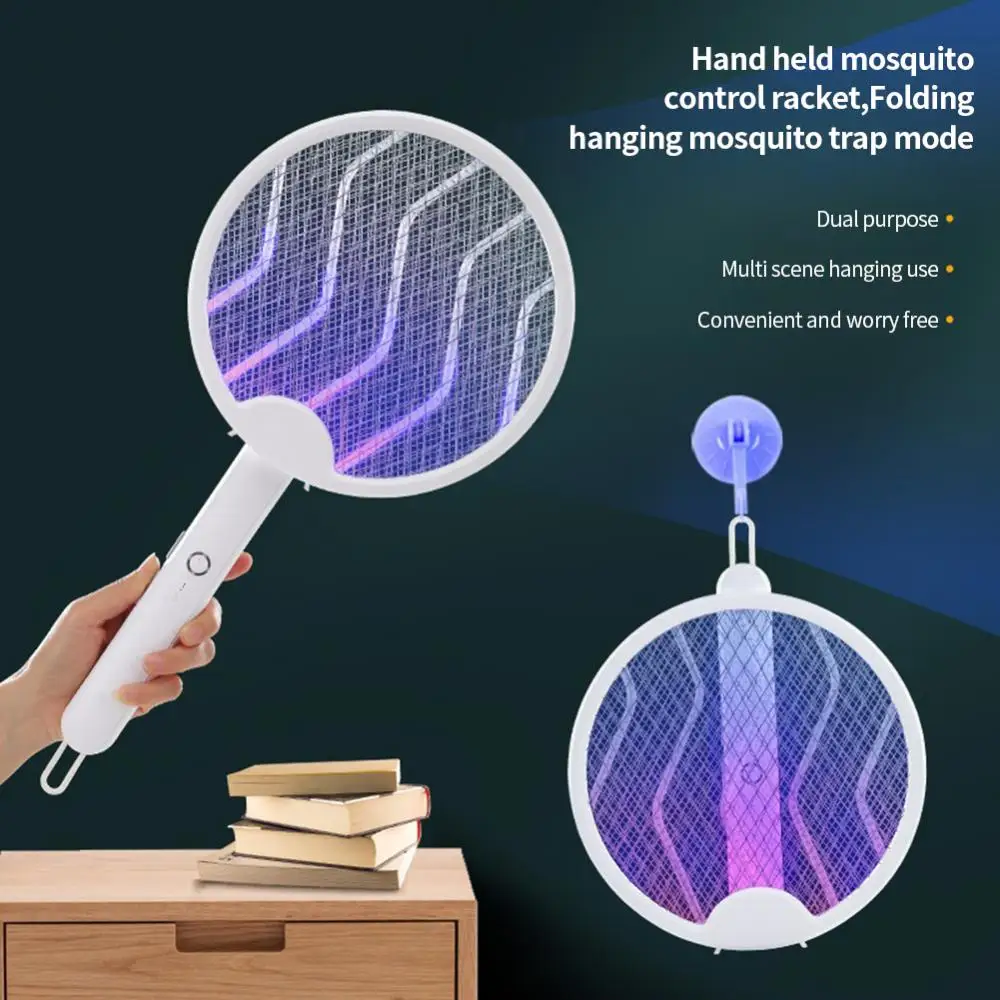 

New Folding Electric Mosquito Swatter Rechargeable Durable Household Four-in-one Mosquito Swatter Fly Swatter Lithium Battery