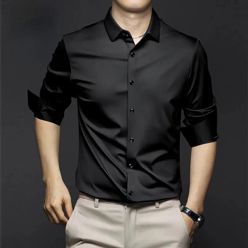

High Quality Shirts for Men Clothing Ropa Camisas De Hombre Elastic Blusas Chemise Homme Long Sleeve Blouses Camisa Masculina