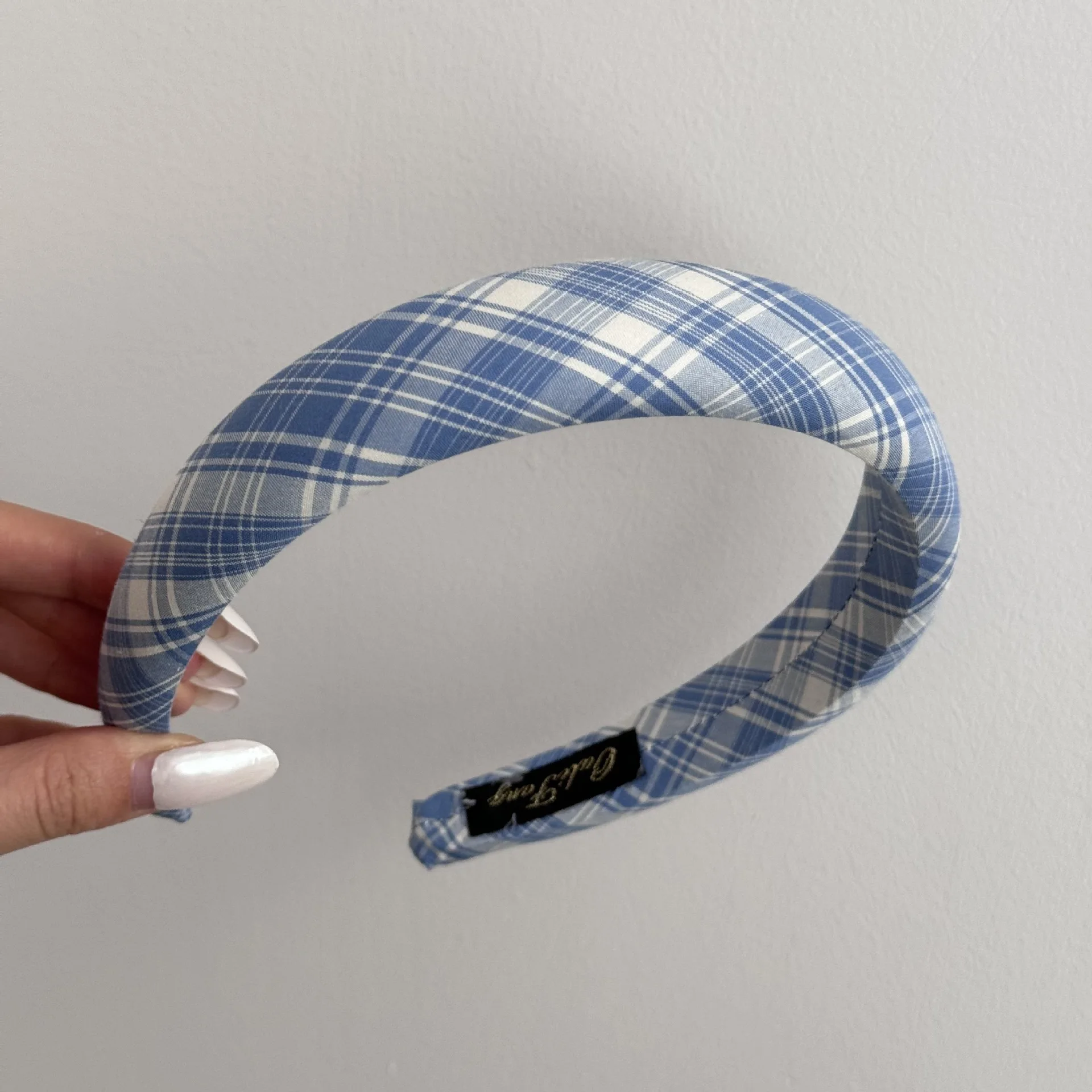 2025 Korea Nette Blau Plaid Haarbänder Stirnband Frauen Kinder Mädchen Scrunchie Haar Kopf Hoop Bands Zubehör Kopfschmuck Kopfbedeckungen – Detail 16
