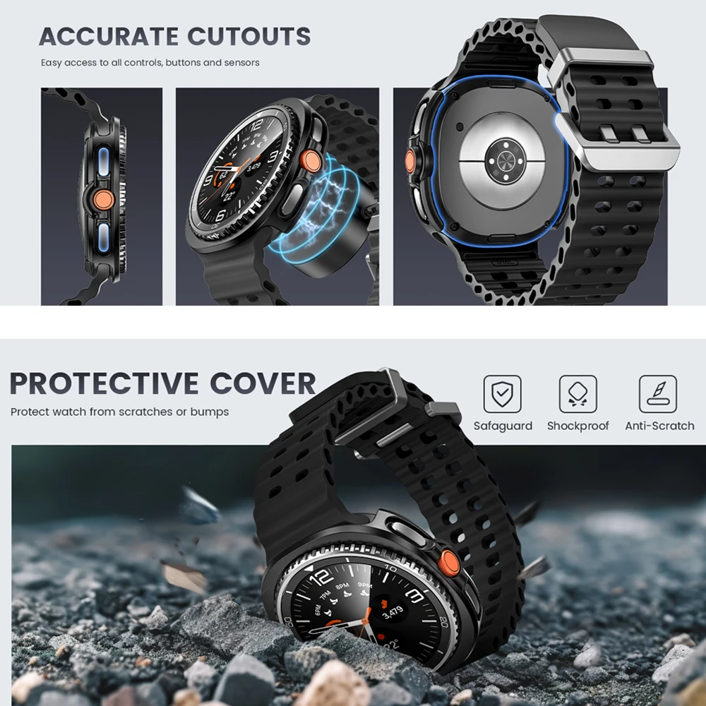 Premium Glass+PC Protective Watch Case - Durable Hollow Hard Cover for Galaxy Watch 8 Series