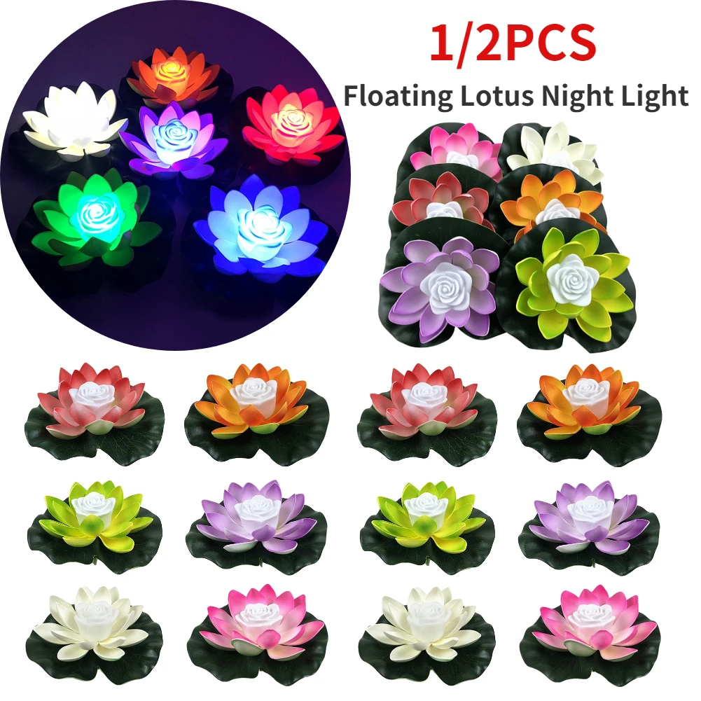 6 Luces Flotantes Solares Para Piscina - Forma Loto, 10x4 Cm, Batería 120mAh, Impermeable, Activación Por Agua