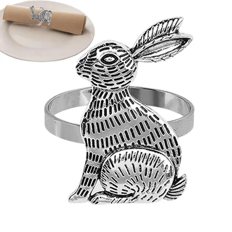 

Кольца для салфеток в виде кролика, держатель для салфеток в виде пасхального кролика, металлическая пряжка для украшения детского дня рождения, вечеринки, стола