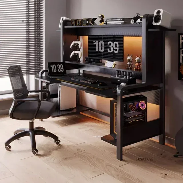 Nordic Wooden Computer Desks Home Office Furniture Student Writing Table Integrated Desk Bookshelf Simple Desktop Gaming Desk M