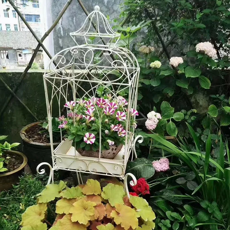 Metal Plant Stand Vintage Style Decorative Bird Cage Flower Stand Indoor Outdoor Iron Birdcage for Floral