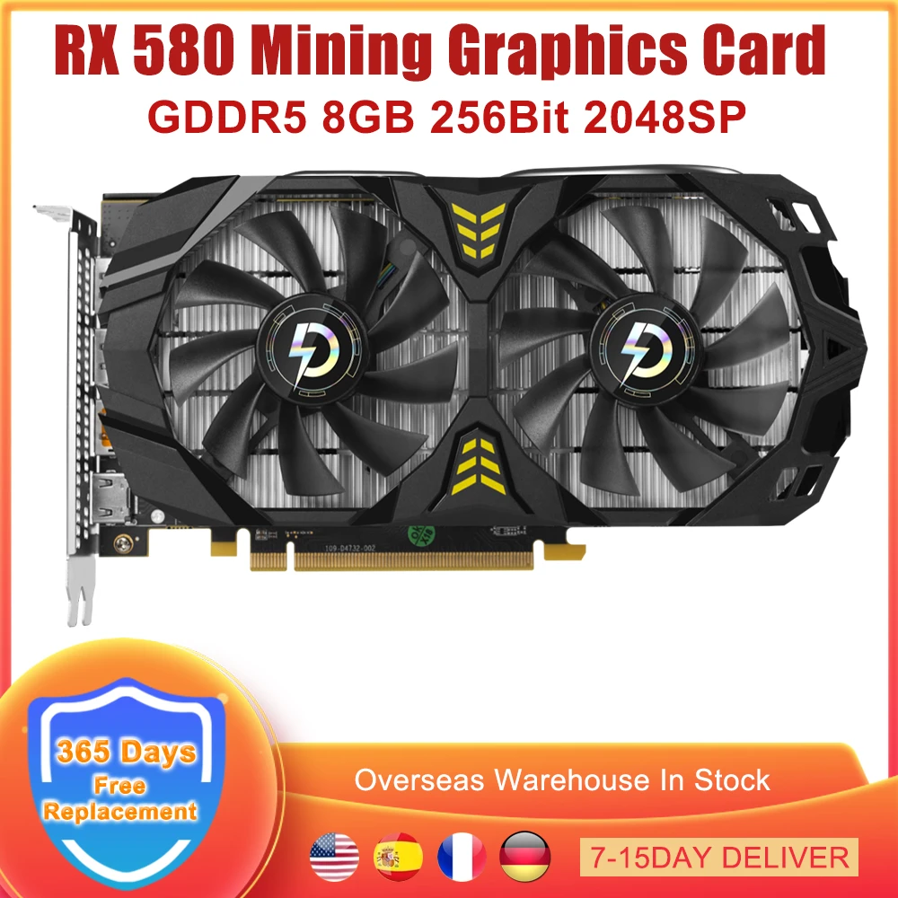 latest gpu for pc RX 580 2048SP Video Card 8GB 256Bit GDDR5 RX580 Mining Graphics Card PCI Express 3.0 16X GPU Desktop PC Game Videocard display card for pc