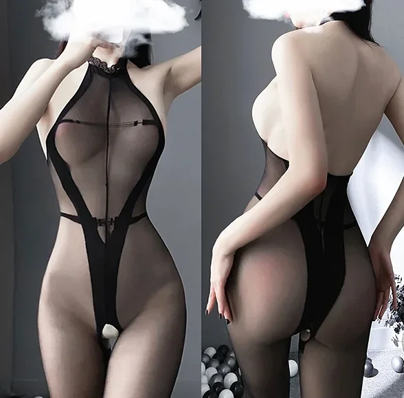 Women Underwear Sexy Lingerie Women Jumpsuit Sexy Fishnet Jumpsuit Bodysuit Women's Sheer Open Crotch Sex Clothes See-through Body Stockings Mesh Mesh Hot Fun Lingerie