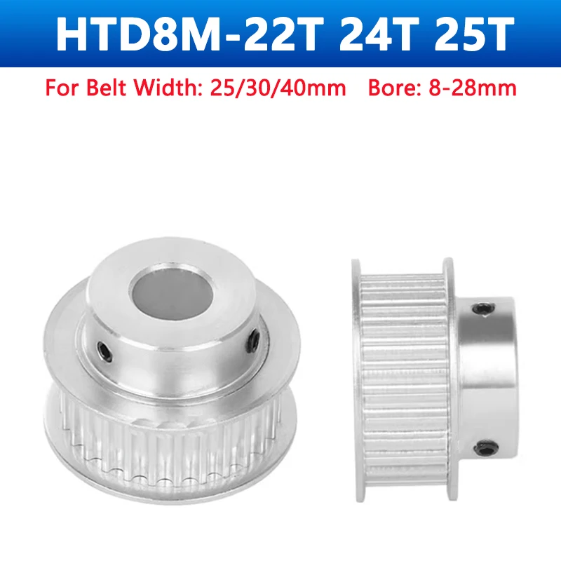 

1pc 22 24 25 Teeth 8M Timing Pulley 22T 24T 25T HTD8M Synchronus Pulley Bore 8/10/12/14/15/17/18-28mm For Belt Width 25/30/40mm