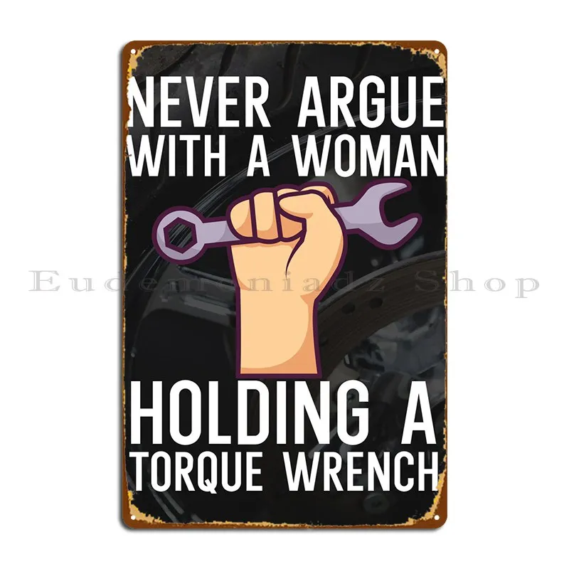 

Women Holding A Torque Metal Sign Cinema Party Decoration Printed Garage Tin Sign Poster