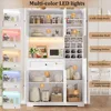 Pantry Cabinet with Charging Station and LED Lights, 71" Tall Kitchen Pantry Cabinet with Microwave Stand,Kitchen Hutch Cabinet 6