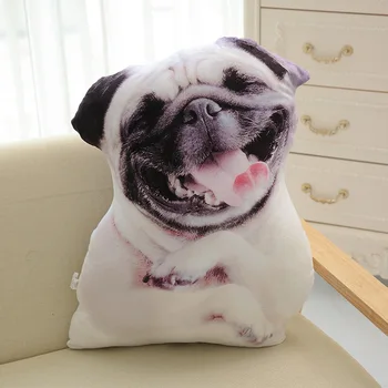 3D Cute Bend Dog Pillow 20CM Throw Pillow Lifelike Animal Funny Dog Head Cosplay Children Favorite Toy Cushion Christmas Gift 5