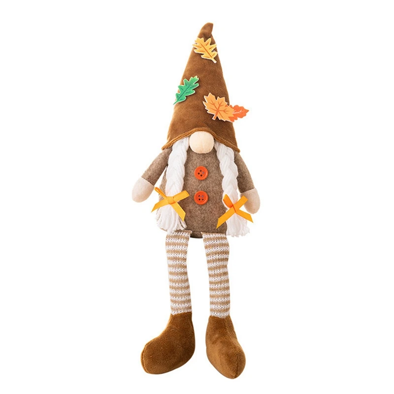 

Thanksgiving Day Harvest Festival Maple Leaf Pointed Hat With Legs Rudolph Doll Ornaments Gnome Plush Elf Doll