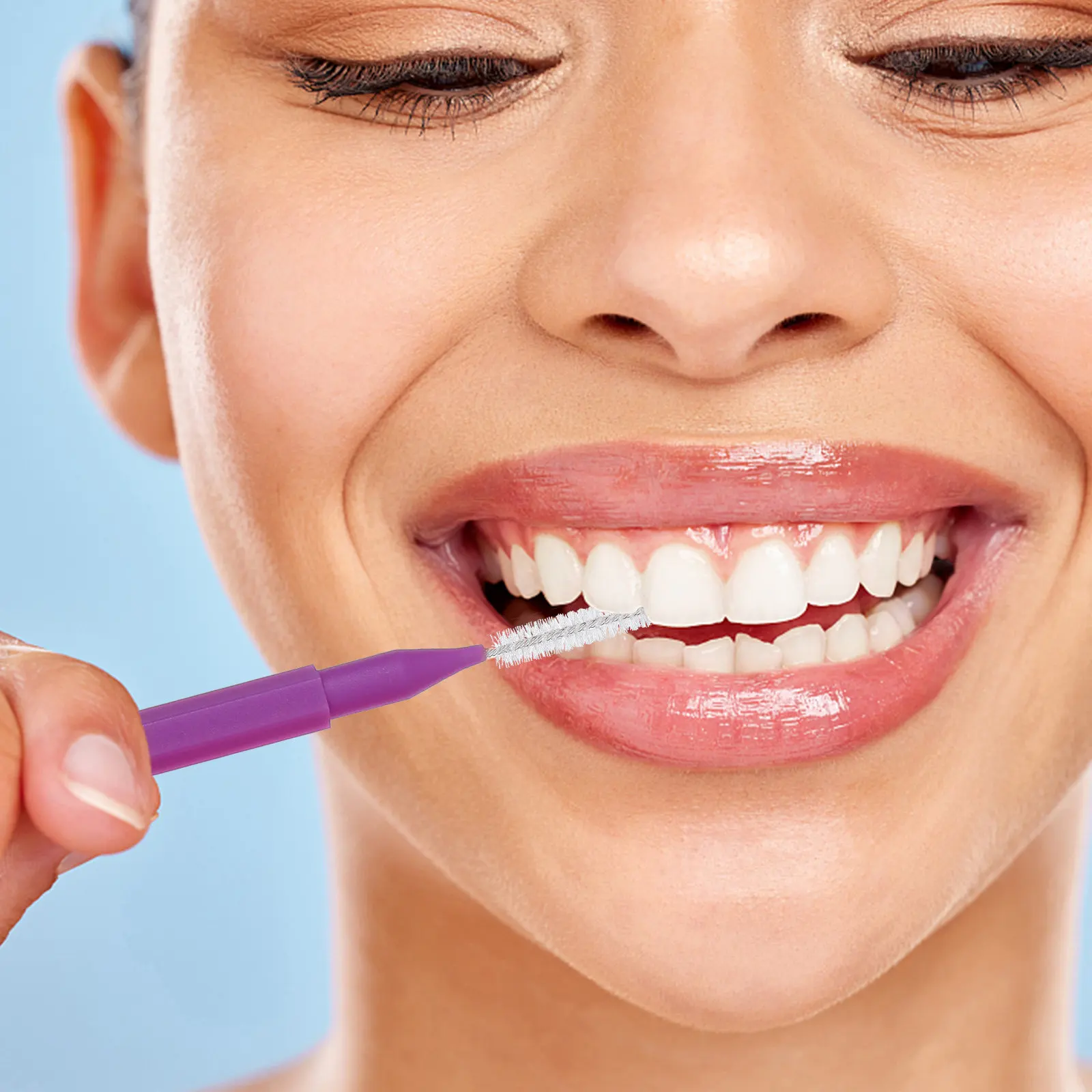 100개입 치간 칫솔 304 스테인리스 스틸 휴대용 치아 세척 도구 (교정기용) 치간 틈 치아 픽 구강 관리