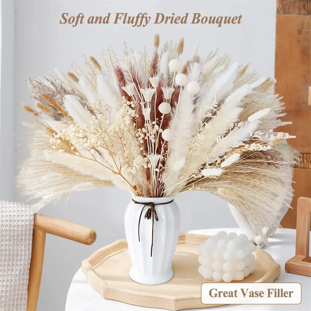 

109 PCS Fluffy Dried Pampas Bouquet Boho Party Farmhouse Table Garden Wedding Home Store Decoration Thanksgiving Christmas Gift
