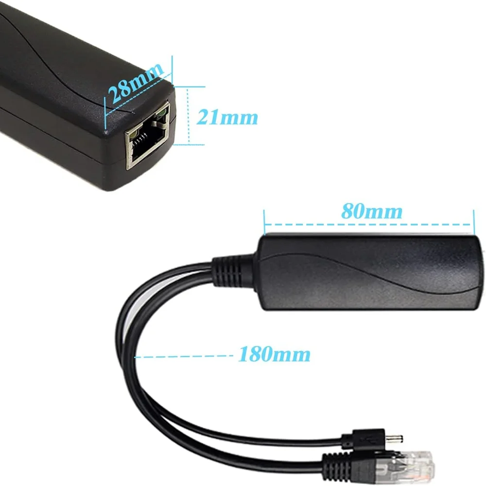 보안 IP 카메라용 IEEE 802.3af/at 표준 파워 오버 이더넷 스플리터 어댑터를 갖춘 POE 스플리터 12V 2A 출력