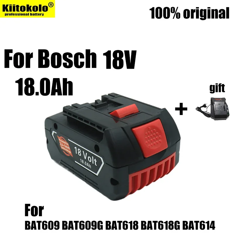 

New 100% Original 18V 18.0Ah Standby Rechargeable Lithium Battery Portable Replacement BAT609 with For Bosch 18Ah Drill Charger