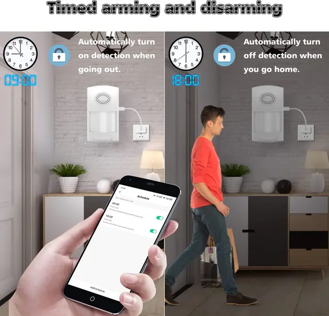WiFi Motion Detector PIR Sensor Home Burglar Alarm System Flash Pet Immune Tuya Smart Life APP Remote Control Timing Arm Disarm 3