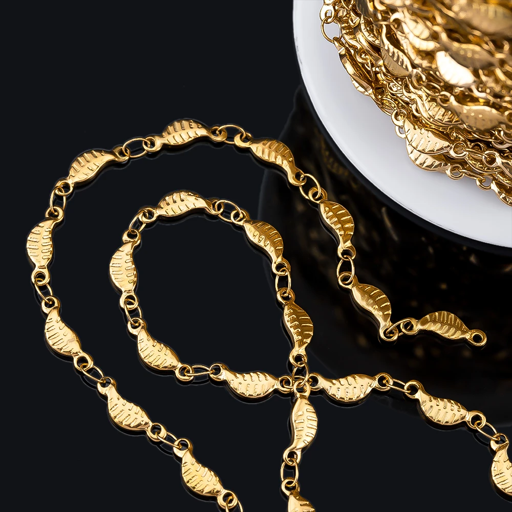 1Meter Blatt Design Edelstahl Gestreiften Lassen Trend Link Kette Groß Armband Ketten DIY Halskette Schmuck Erkenntnisse Großhandel – Detail 1
