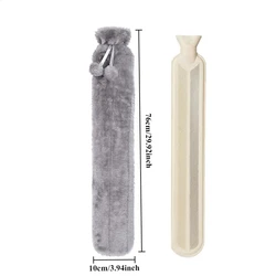 Extra Long Pink & Gray Hot Water Bottle with Removable Cover - 76cm Comfort Wrap for Waist, Hands, and Feet (Grey)