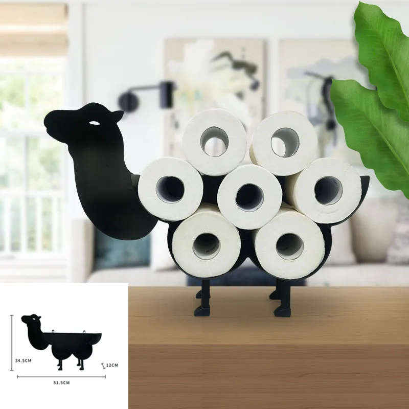 Art & Artifact Sheep Toilet Paper Roll Holder - Metal Wall Mounted or Free Standing Bathroom Tissue Storage, 7 Rolls