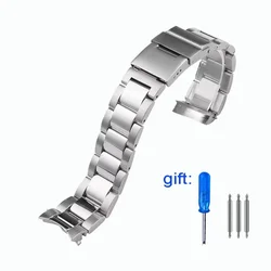 Curved End Stainless Steel Watchband Strap, 21MM - 21mm (Silvery)