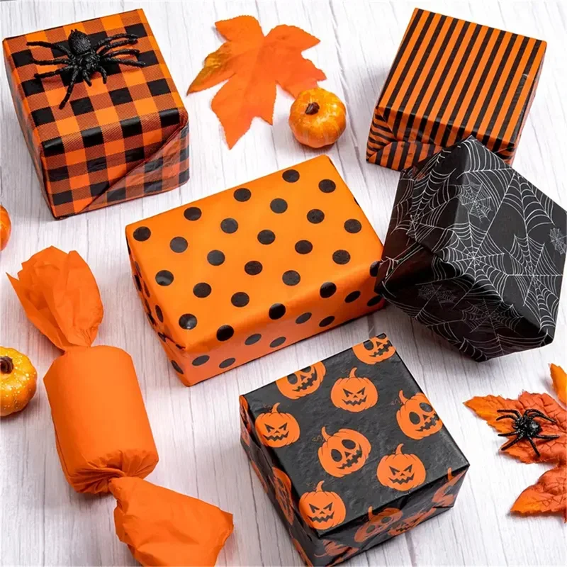 Carta Velina Per Halloween: 20 Fogli Fantasma E Arancioni, 35x50 Cm, Per Confezioni Regalo E Lavoretti Creativi