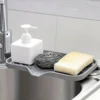 Sink Silicone Tray With Drain Soap Sponge Storage Holder Countertop Sink Scrubber Brush Soap Storage Rack Kitchen Organizer 6