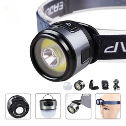 Rechargeable Ultra - Bright LED Headlamp with Adjustable Headband for Outdoor and Construction Use (One set)