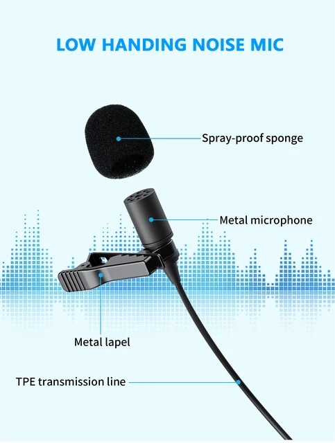 Microfono USB Lavalier 3 Metri - Microfono A Clip Omnidirezionale Per PC, Mac, Podcast E Streaming - Foto 5