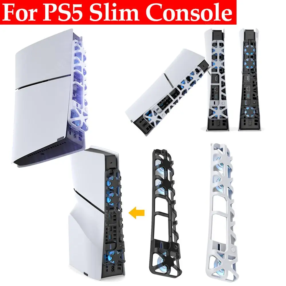 LED 조명이 있는 냉각 선풍기, PS5 슬림 액세서리, USB 게임 콘솔 후면 냉각 선풍기, 플레이스테이션 5 슬림 콘솔용 1100 RPM