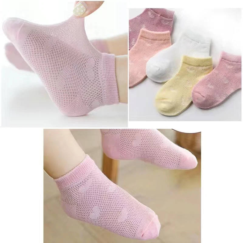 5 Pairs Sets Soft Cotton Baby Short Tube Mesh Socks Summer Accessories for Baby Girl Boy Clothing Colorful Gift Baby Socks
