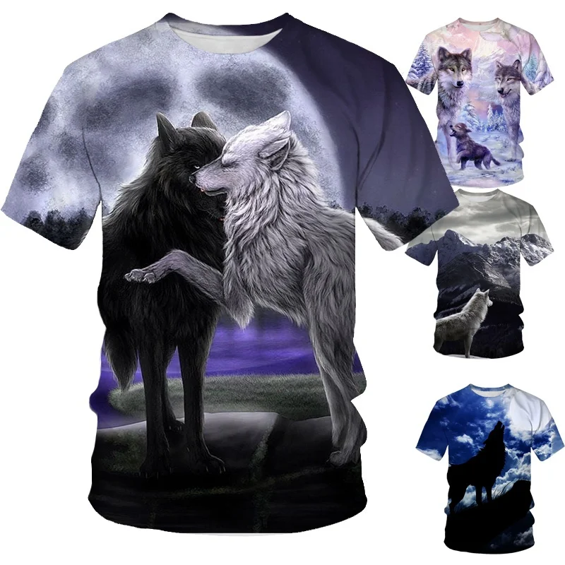 

New Summer Fashion 3D Printed Wolf Round Neck Short Sleeve Men's T-shirt Top