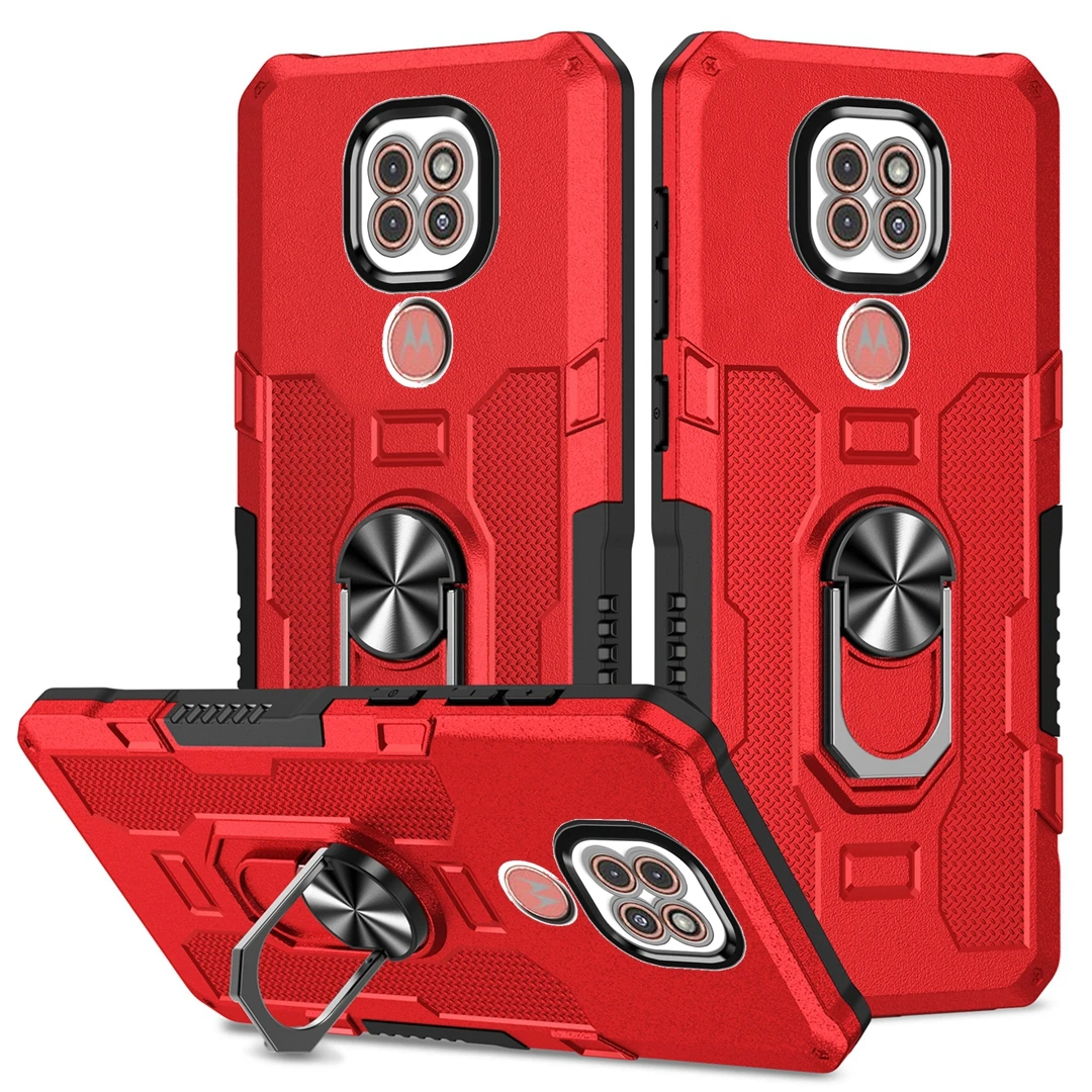 Magnetic Ring Stand Holder Shockproof Armor Phone Case with Silicone Bumper Back Cover