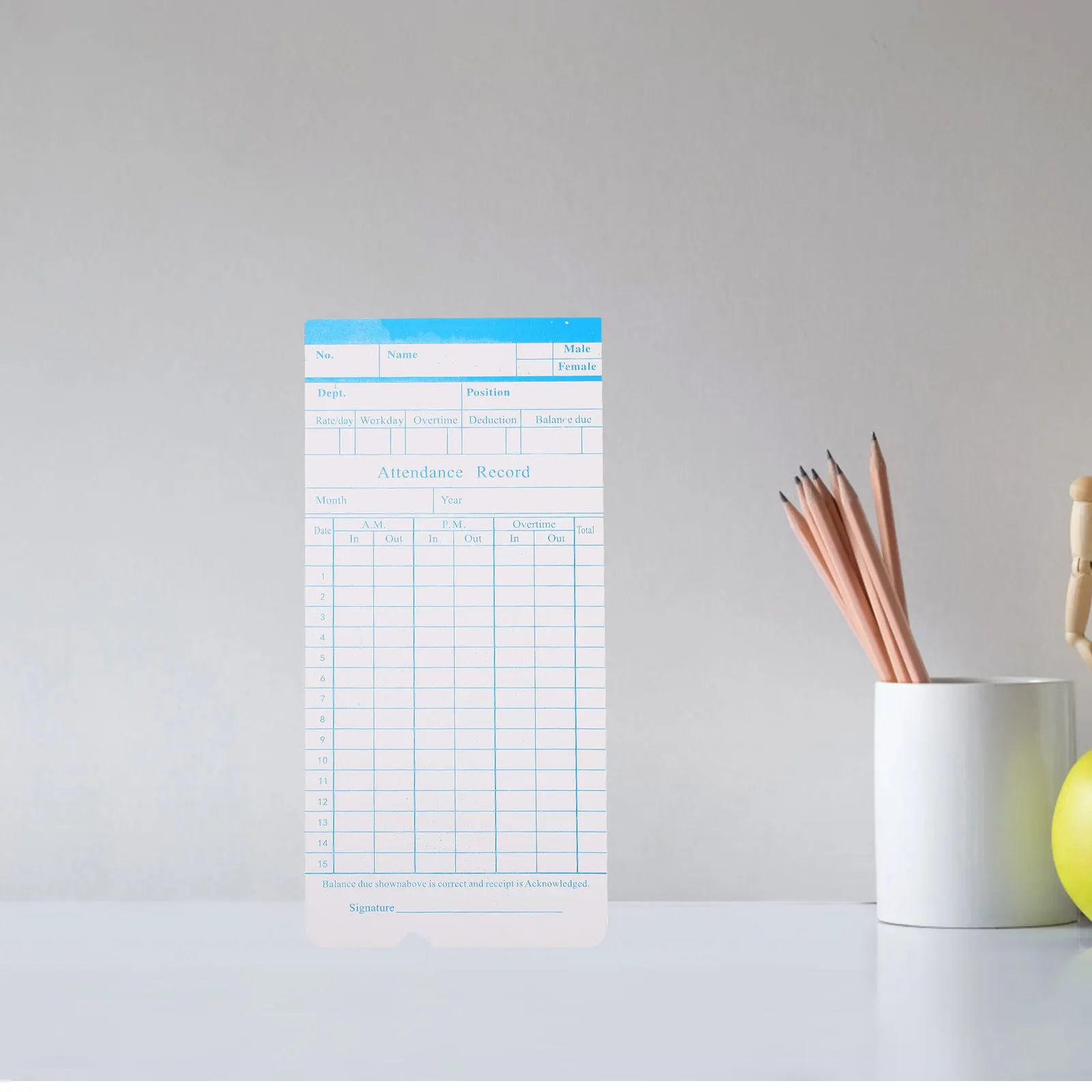 100매 출석 카드 종이 직원용 양면 시간 카드 사무용품 휴대용 쓰기 쉬운 시트