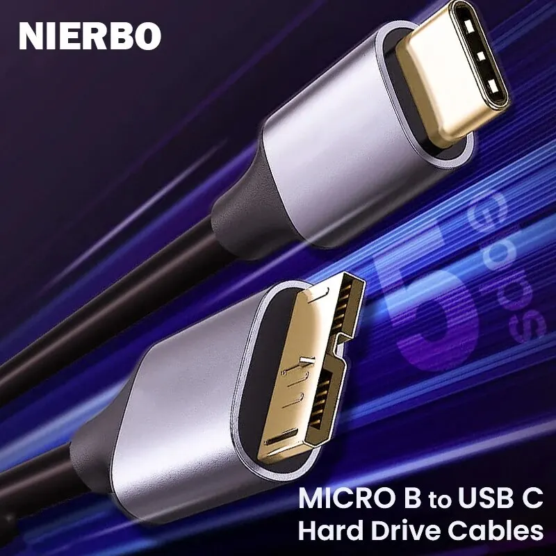 USB Type C Cable NIERBO USB C to Micro B Braided USB 3.0 Cable for MacBook Toshiba Canvio