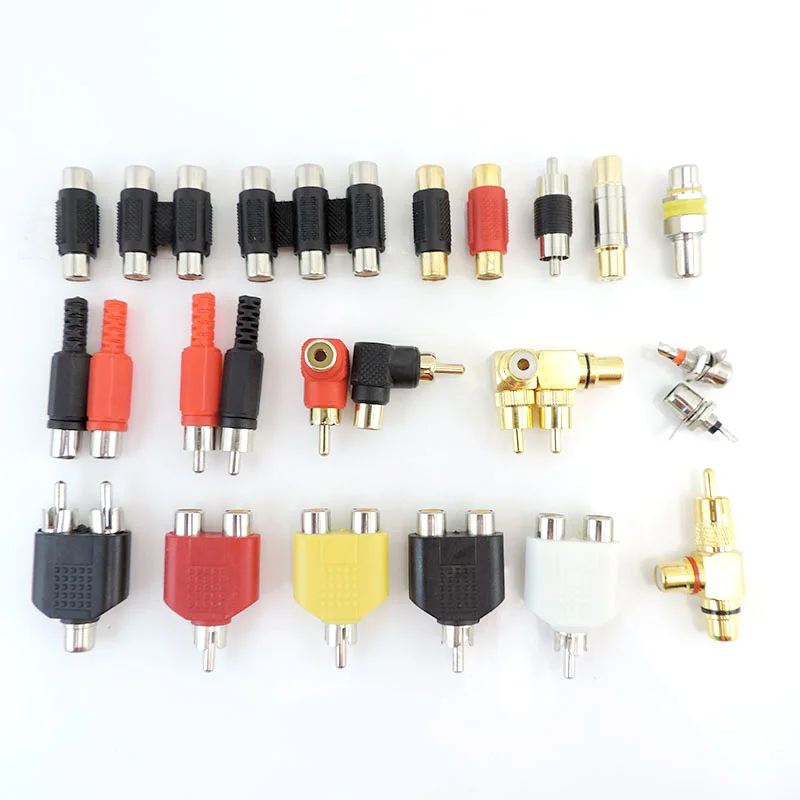 2 Pz/Lotto 15 Tipi Rca Maschio Femmina A 2 Maschio Femmina Adattatore Splitter Rca Av Video Audio T Spina Rca 2 3 Vie Connettore Angelo Destro O