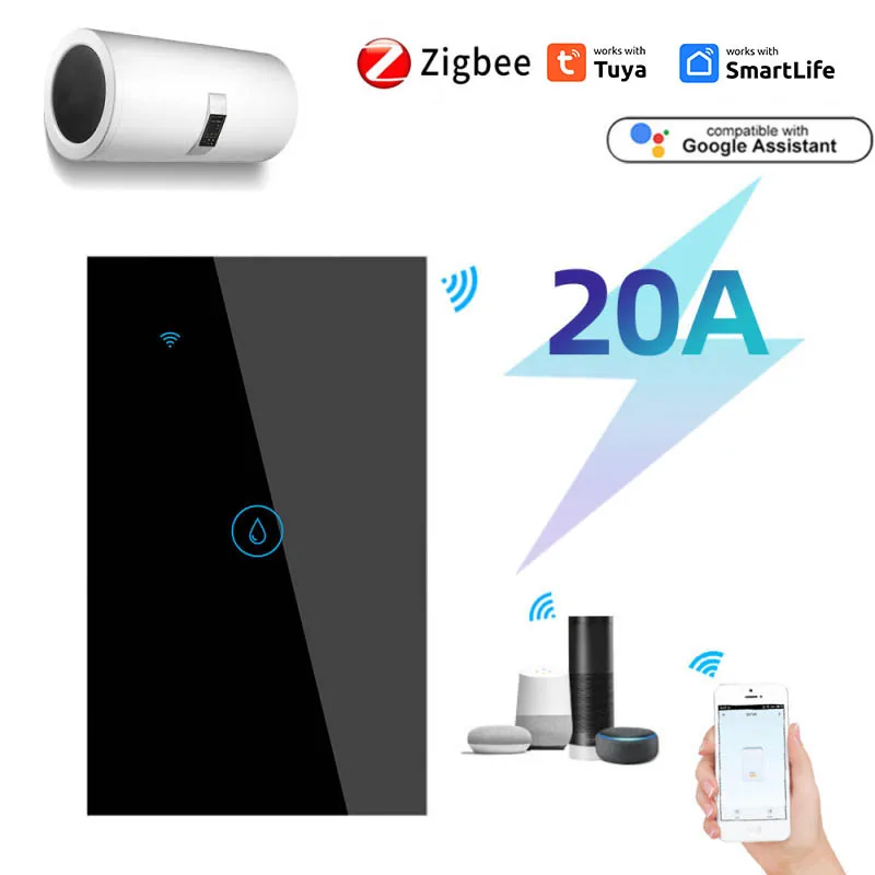 

Переключатель водонагревателя Abs Автоматический голосовой дистанционный пульт дистанционного управления умный переключатель Wi-Fi панель таймер сенсорное управление включение-выключение