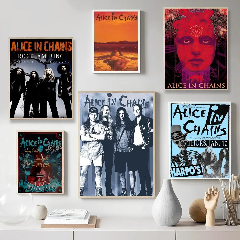 Retro Music Alice In Chains Poster Home Furnishing Highend Kraft paper Poster Wall Painting Study Home Living Room Decoration