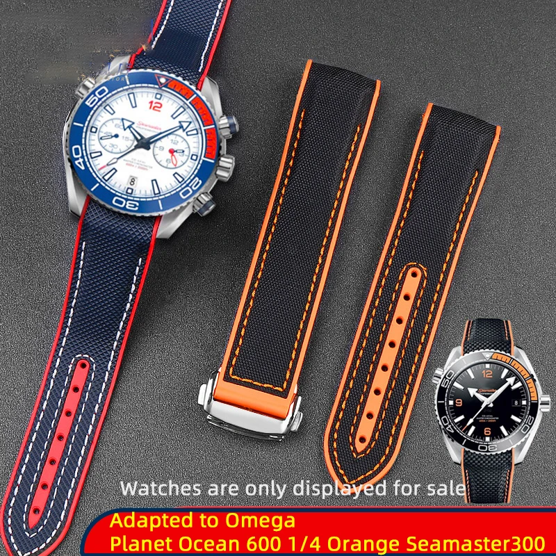 Per Omega Planet Ocean 600 Cinturino In Nylon 22Mm At150/007 Quarter Orange Seamaster 300 Cinturino In Gomma Curvo Bracciale Da Uomo Impermeabile
