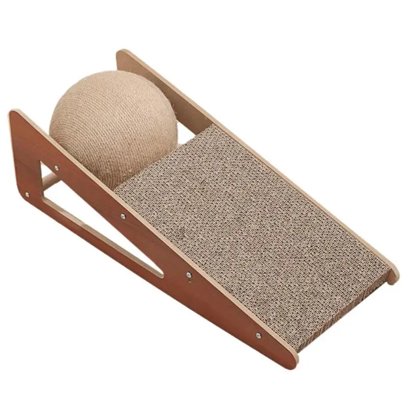 Cat Scratcher Toy Cardboard Scratcher Pad With Scratching Ball Interactive Solid Wood Scratcher Toy Natural Sisal Cat Scratching