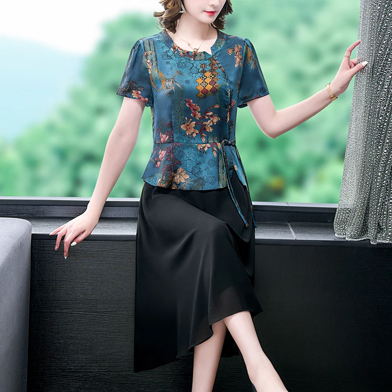 

2023 summer new dress your lady national style improved cheongsam skirt female