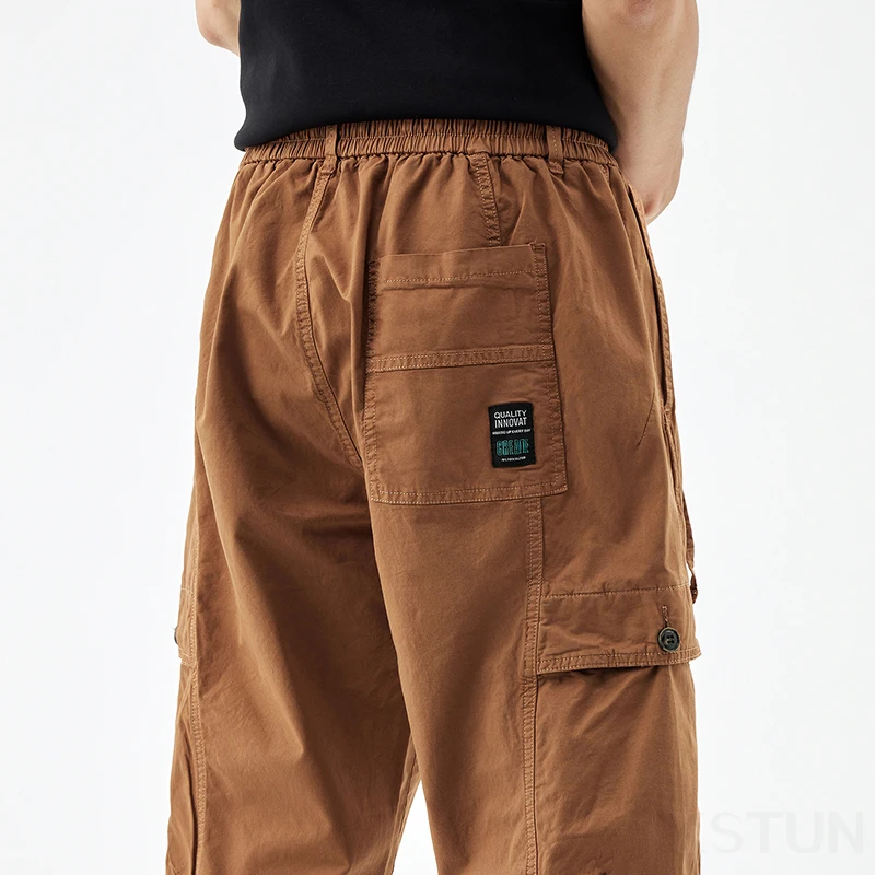 Men Cargo Pants Drawstring Elastic Waist Loose Jogger Casual Pant Harem Sweatpants