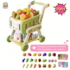 32pcs Kids Shopping Cart, Trolley Play Set with Pretend Food Fruit Vegetable Snack and Accessories, Toy Shopping Cart Trolley 1