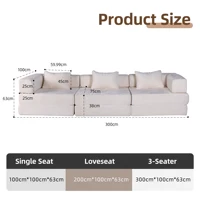 Компрессионный диван-кровать 3-в-1, серый диван из синели, двухместный диван, складной шезлонг с подушками, диван-диван для гостиной, гостя — изображение 6