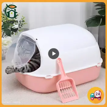 Caja de arena cerrada para gatos, Arenero de plástico de gran capacidad, antisalpicaduras, inodoro, limpieza, suministros para mascotas 1